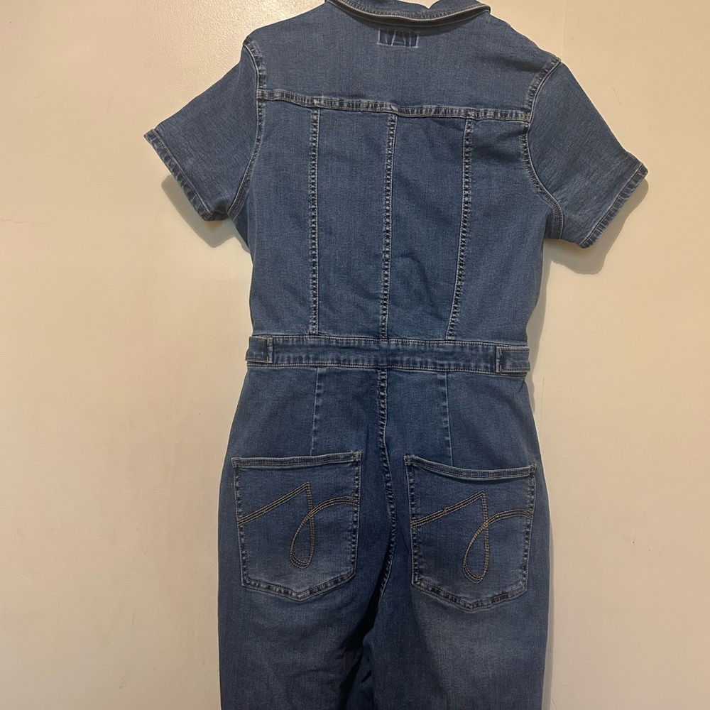 Juicy Couture Women’s Denim Jumpsuit Sz L Blue Stretch Y2K - Picture 3 of 16